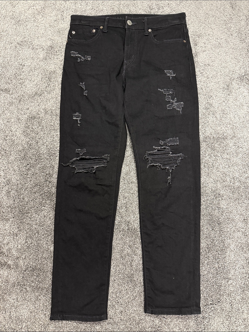 American Eagle Outfitters Black Distressed Athletic Fit Jeans